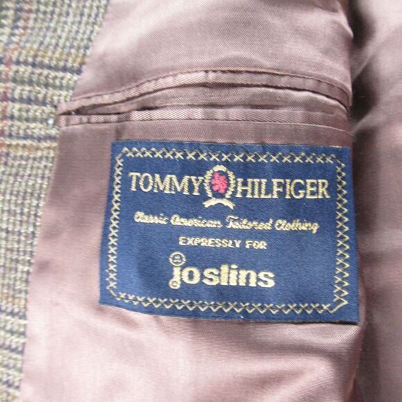 Vintage Tommy Hilfiger Blazer Mens 43R Brown Plaid 2 Button Single Vent USA Made - Picture 3 of 16